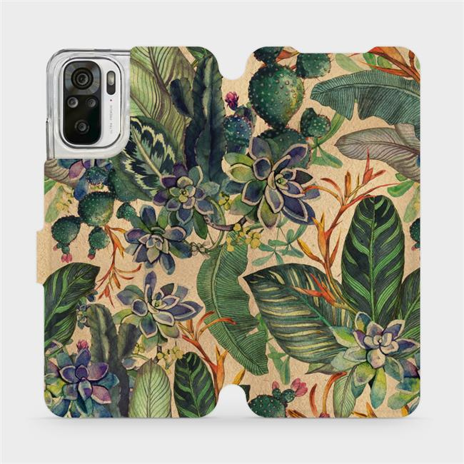 Flipové pouzdro Mobiwear - Xiaomi Redmi Note 10 - VP05S Sukulenty