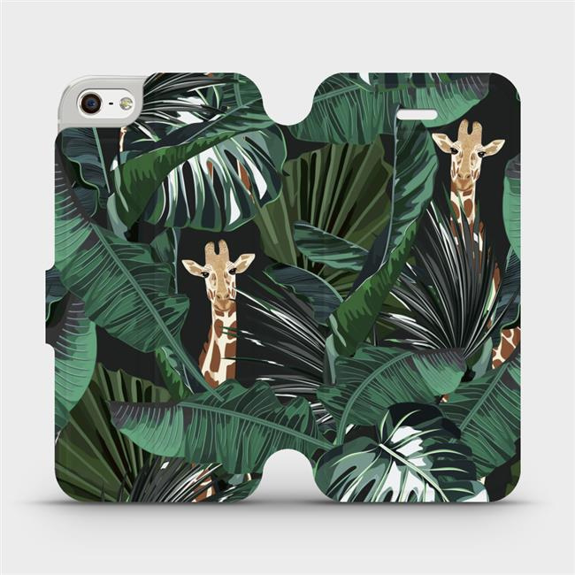 Flipové pouzdro Mobiwear - Apple iPhone SE / iPhone 5 / iPhone 5S - VP06P Žirafky