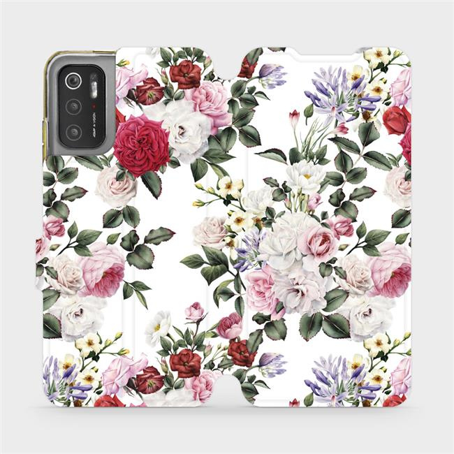 Flipové pouzdro Mobiwear - Xiaomi Poco M3 Pro 5G - MD01S Růže na bílé