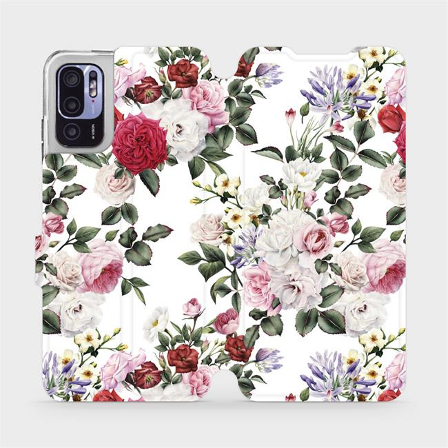 Flipové pouzdro Mobiwear - Xiaomi Redmi Note 10 5G - MD01S Růže na bílé