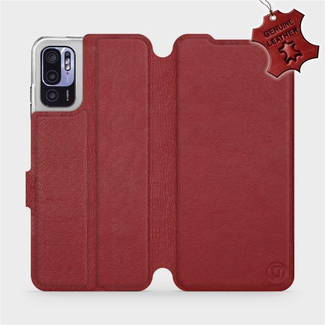 Kožené flip pouzdro Mobiwear - Xiaomi Redmi Note 10 5G - Tmavě červené