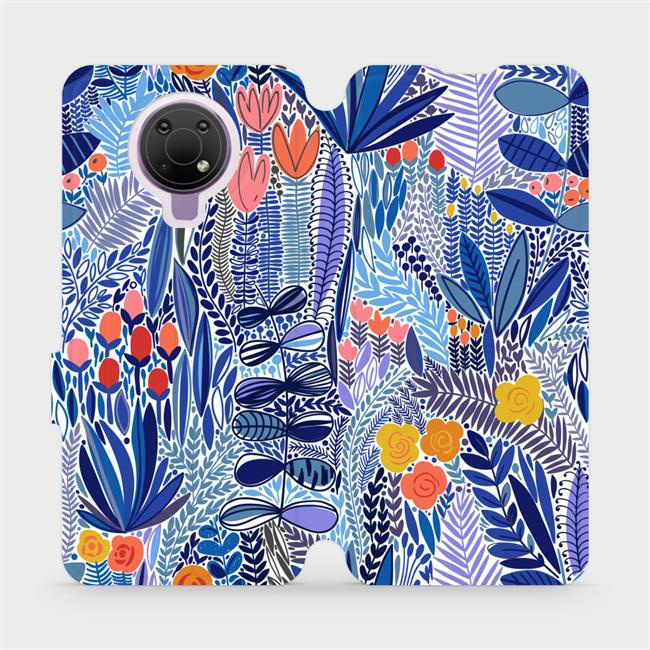 Flipové pouzdro Mobiwear - Nokia G10 - MP03P Modrá květena