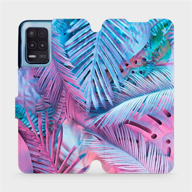 Flipové pouzdro Mobiwear - Realme 8 5G - MG10S Fialové a modré listy