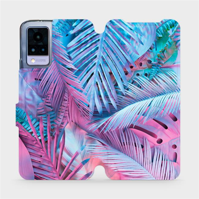 Flipové pouzdro Mobiwear - Vivo V21 5G - MG10S Fialové a modré listy