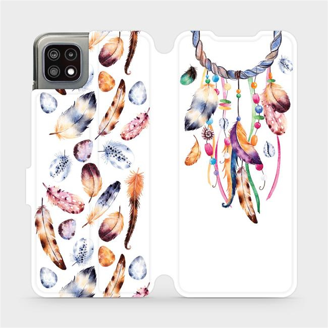 Flipové pouzdro Mobiwear - Samsung Galaxy A22 5G - M003S Lapač a barevná pírka