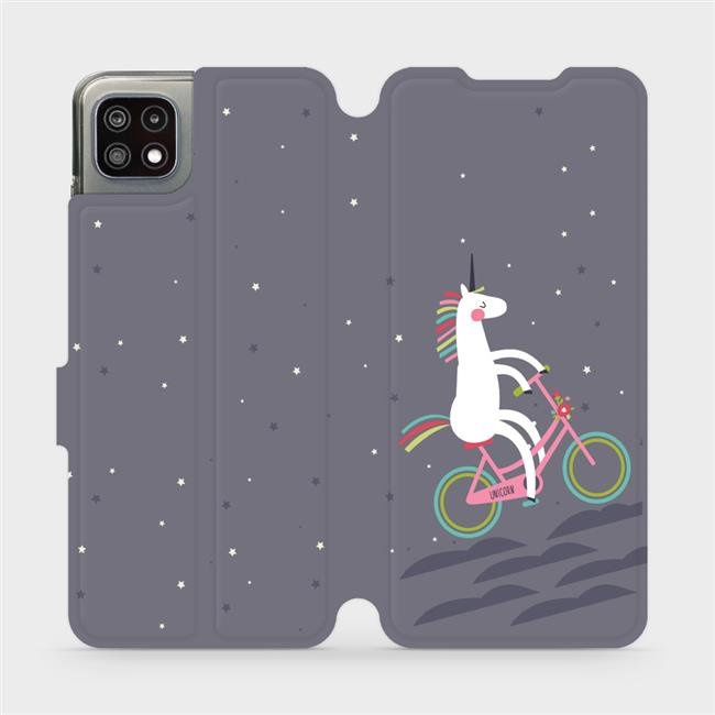 Flipové pouzdro Mobiwear - Samsung Galaxy A22 5G - V024P Jednorožec na kole