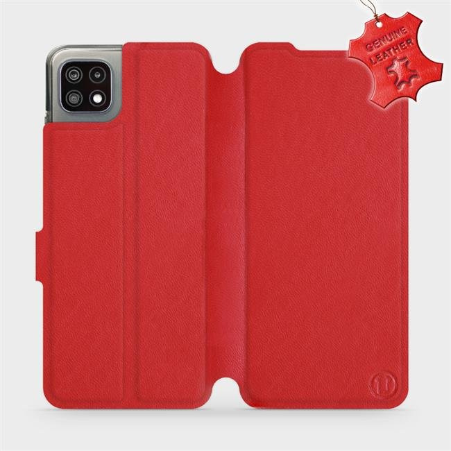 Kožené flip pouzdro Mobiwear - Samsung Galaxy A22 5G - Červené