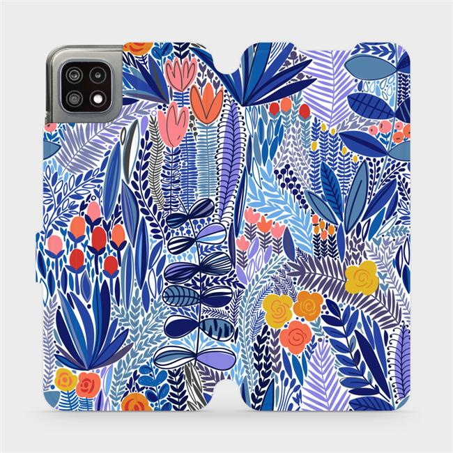 Flipové pouzdro Mobiwear - Samsung Galaxy A22 5G - MP03P Modrá květena