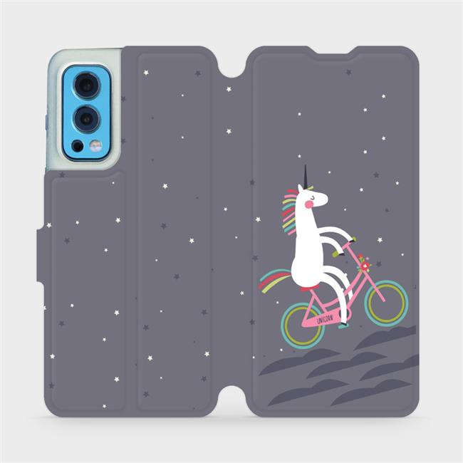 Flipové pouzdro Mobiwear - OnePlus Nord 2 5G - V024P Jednorožec na kole