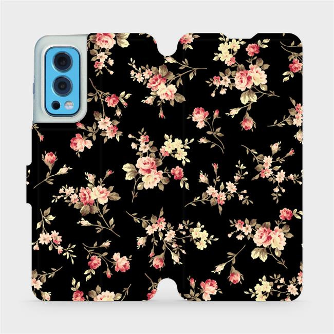 Flipové pouzdro Mobiwear - OnePlus Nord 2 5G - VD02S Květy na černé