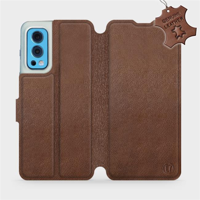 Kožené flip pouzdro Mobiwear - OnePlus Nord 2 5G - Hnědé