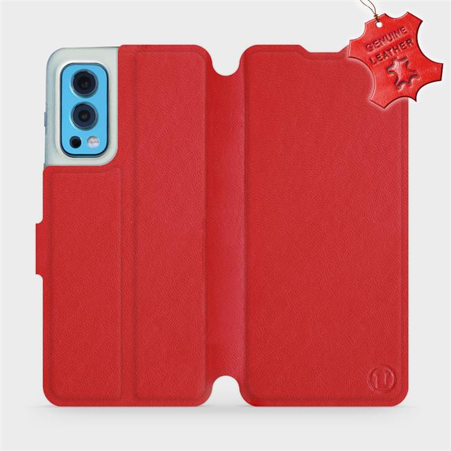 Kožené flip pouzdro Mobiwear - OnePlus Nord 2 5G - Červené