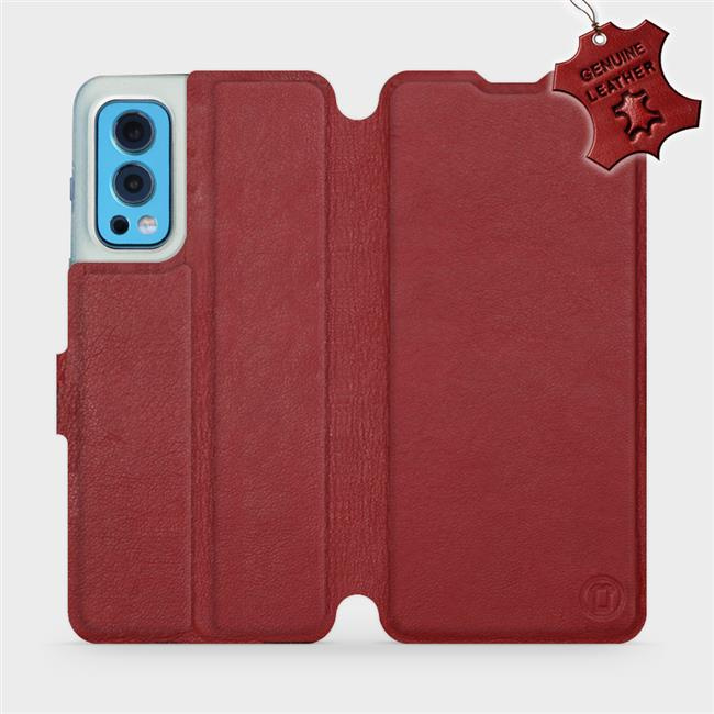 Kožené flip pouzdro Mobiwear - OnePlus Nord 2 5G - Tmavě červené