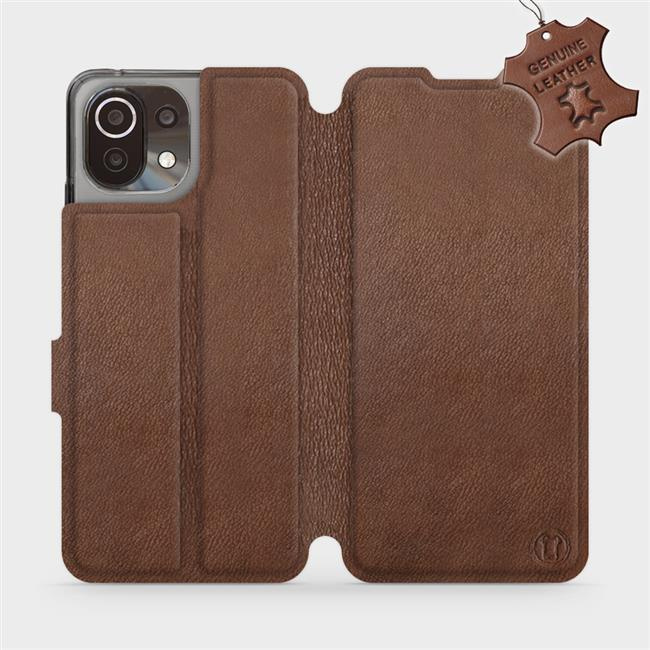 Kožené flip pouzdro Mobiwear - Xiaomi 11 Lite 5G NE - Hnědé