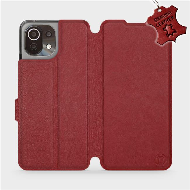 Kožené flip pouzdro Mobiwear - Xiaomi 11 Lite 5G NE - Tmavě červené