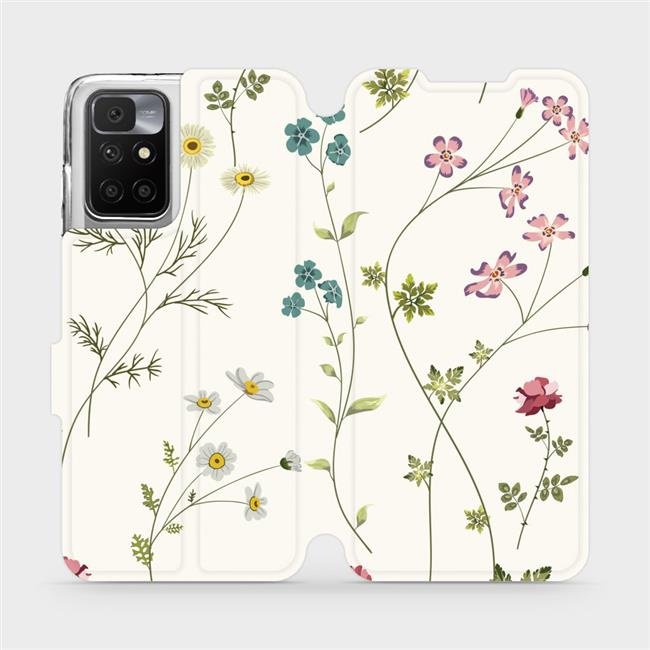 Flipové pouzdro Mobiwear - Xiaomi Redmi 10 - MD03S Tenké rostlinky s květy