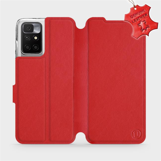 Kožené flip pouzdro Mobiwear - Xiaomi Redmi 10 - Červené
