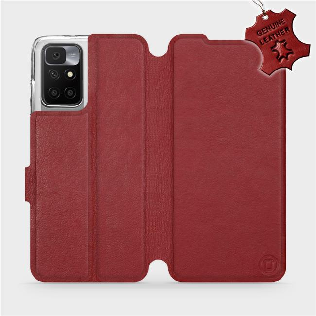 Kožené flip pouzdro Mobiwear - Xiaomi Redmi 10 - Tmavě červené