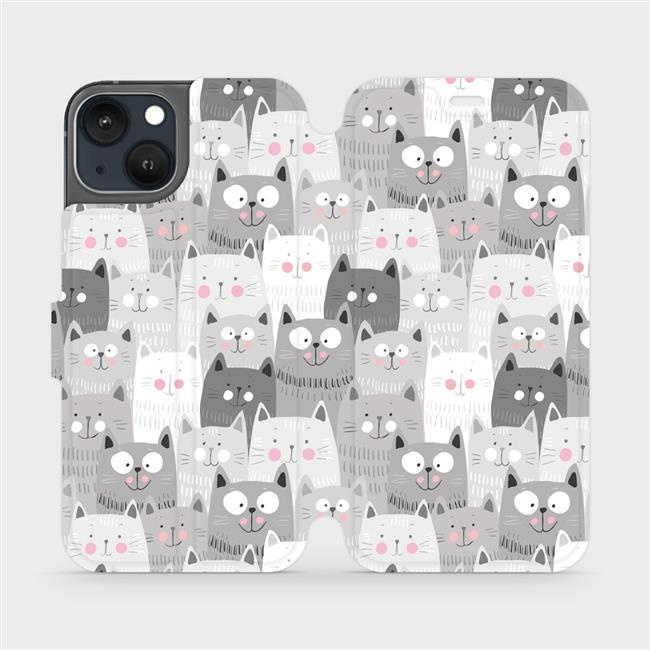 Flipové pouzdro Mobiwear - Apple iPhone 13 - M099P Kočičky - VÝPRODEJ