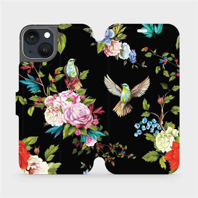 Flipové pouzdro Mobiwear - Apple iPhone 13 - VD09S Ptáčci a květy