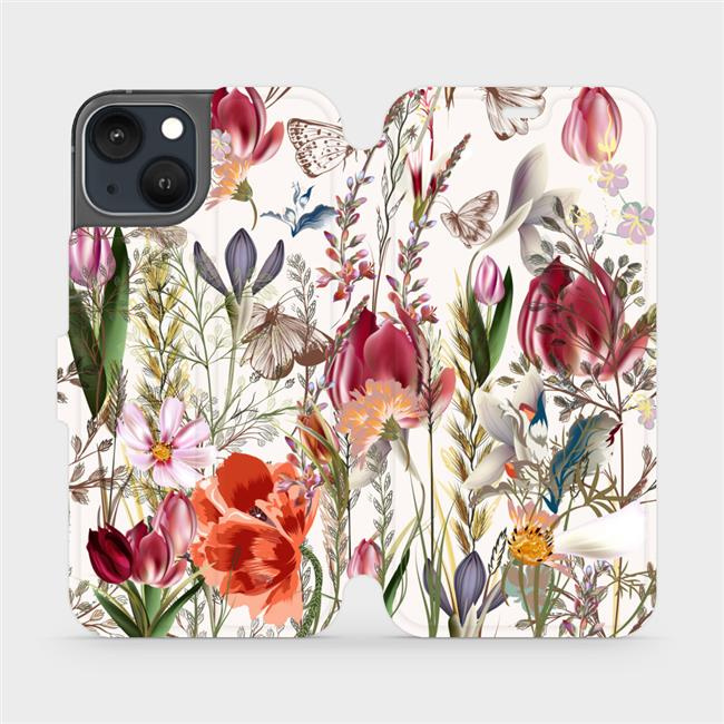 Flipové pouzdro Mobiwear - Apple iPhone 13 - MP01S Rozkvetlá louka