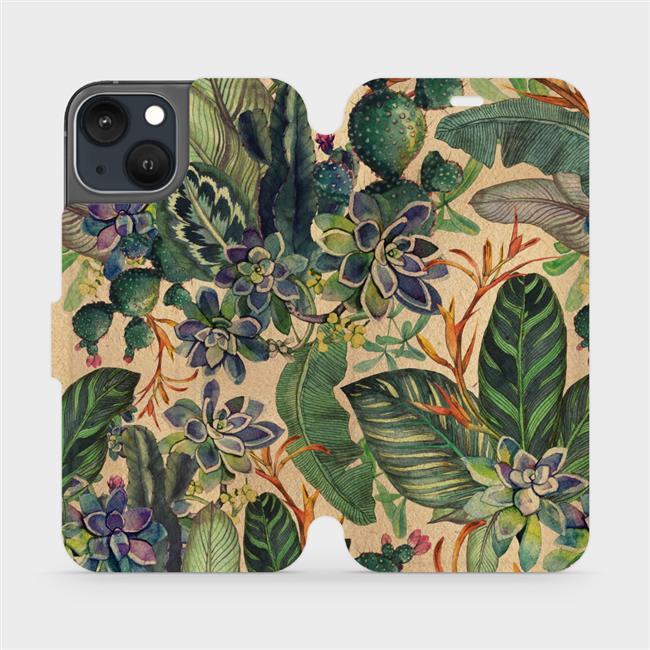 Flipové pouzdro Mobiwear - Apple iPhone 13 - VP05S Sukulenty