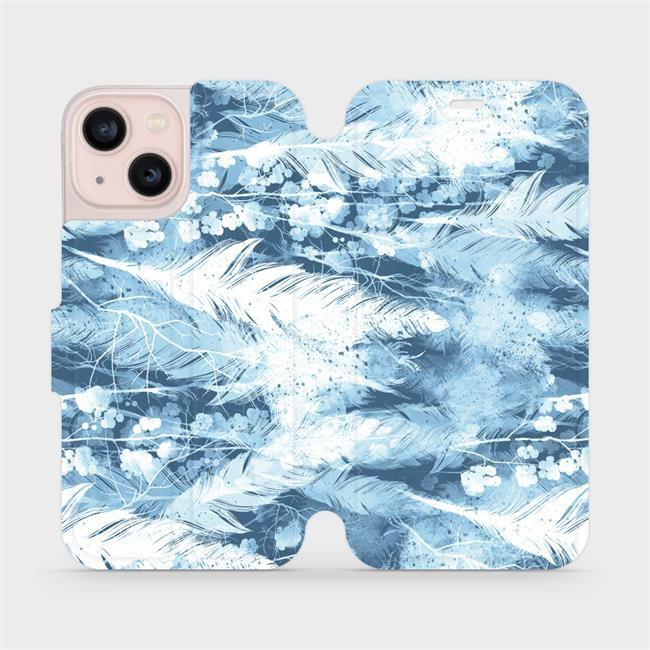 Flipové pouzdro Mobiwear - Apple iPhone 13 Mini - M058S Světle modrá horizontální pírka