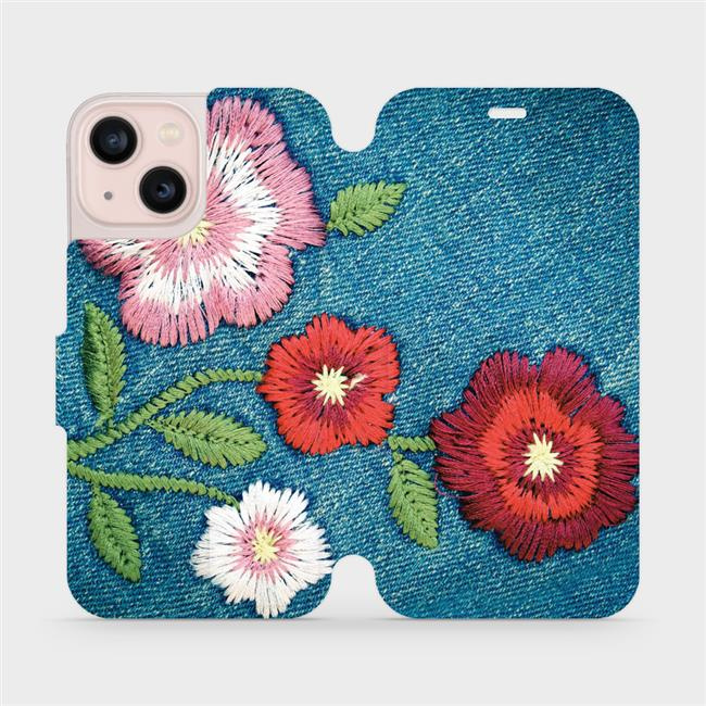 Flipové pouzdro Mobiwear - Apple iPhone 13 Mini - MD05P Džínové květy