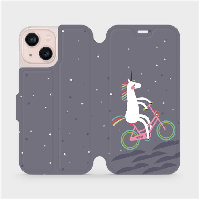 Flipové pouzdro Mobiwear - Apple iPhone 13 Mini - V024P Jednorožec na kole