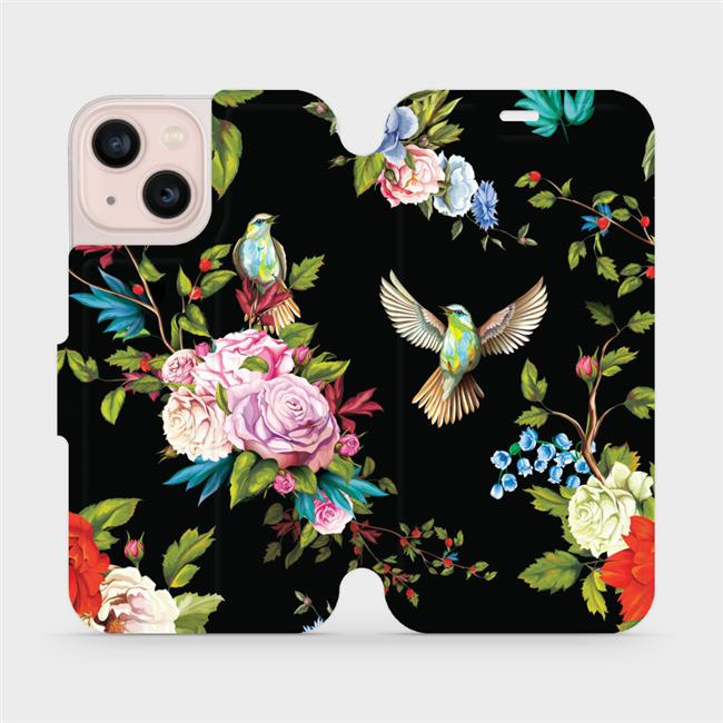 Flipové pouzdro Mobiwear - Apple iPhone 13 Mini - VD09S Ptáčci a květy