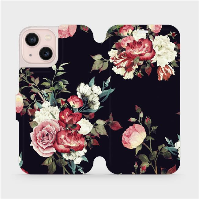 Flipové pouzdro Mobiwear - Apple iPhone 13 Mini - VD11P Růže na černé