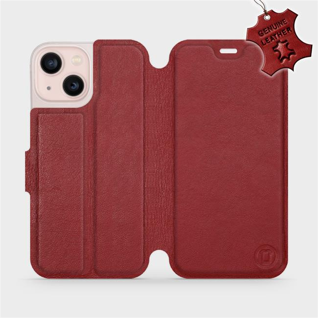 Kožené flip pouzdro Mobiwear - Apple iPhone 13 Mini - Tmavě červené