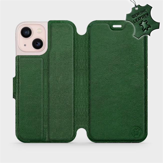 Kožené flip pouzdro Mobiwear - Apple iPhone 13 Mini - Zelené