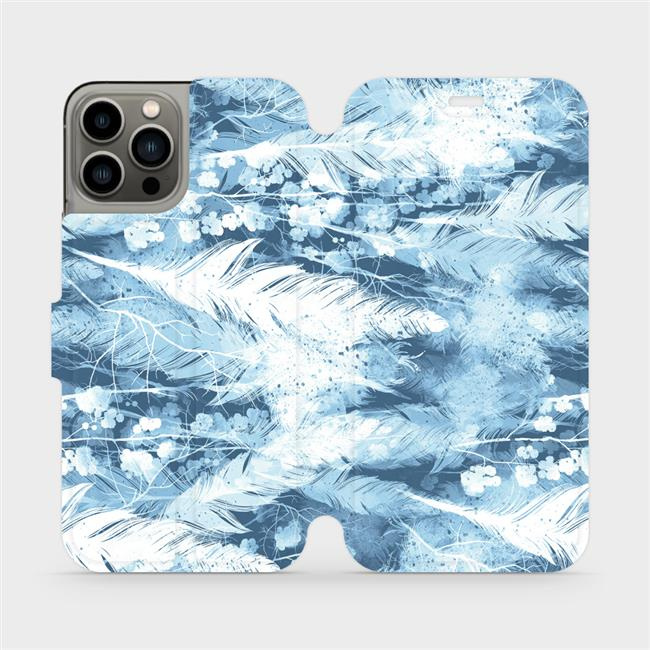 Flipové pouzdro Mobiwear - Apple iPhone 13 Pro - M058S Světle modrá horizontální pírka