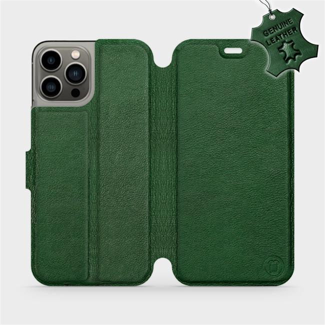 Kožené flip pouzdro Mobiwear - Apple iPhone 13 Pro - Zelené