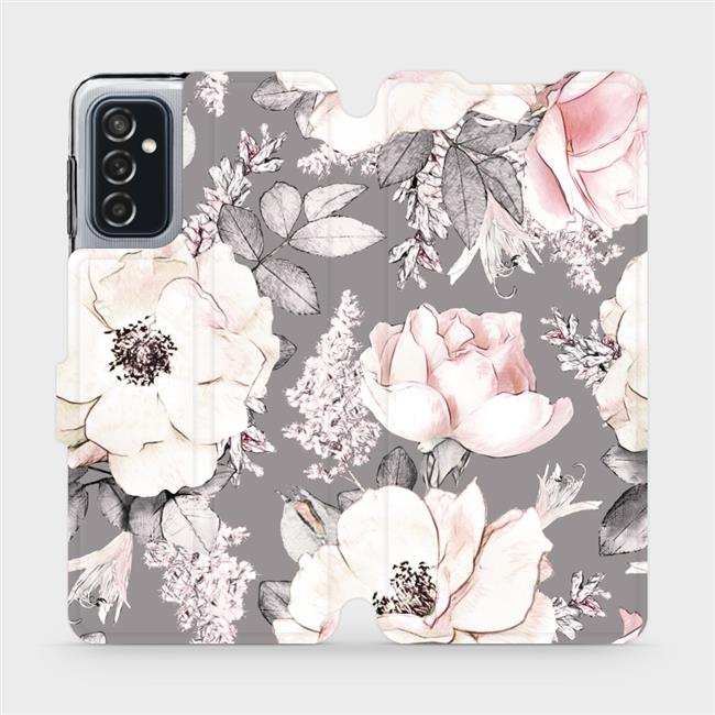 Flipové pouzdro Mobiwear - Samsung Galaxy M52 5G - MX06S Květy na šedém pozadí