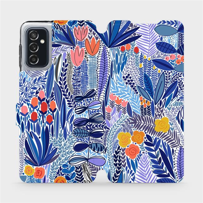 Flipové pouzdro Mobiwear - Samsung Galaxy M52 5G - MP03P Modrá květena