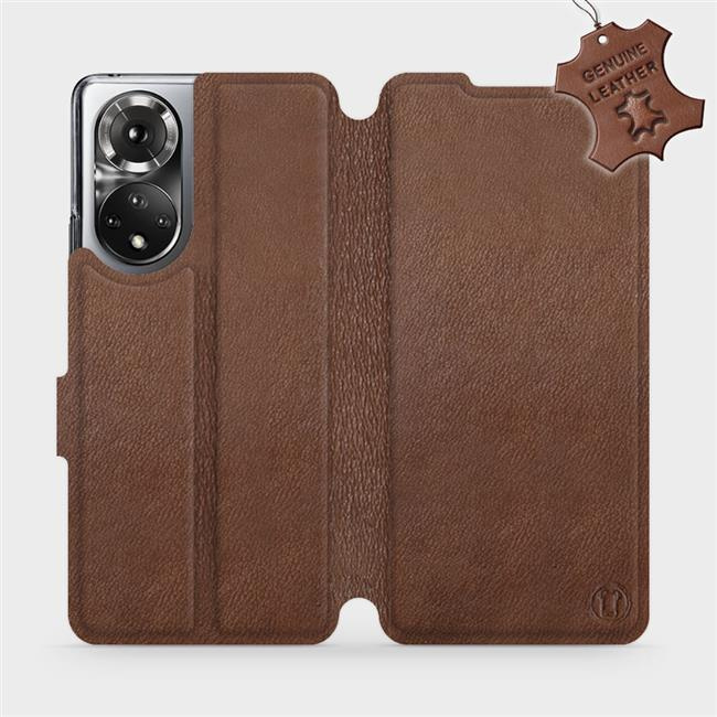 Kožené flip pouzdro Mobiwear - Honor 50 - Hnědé