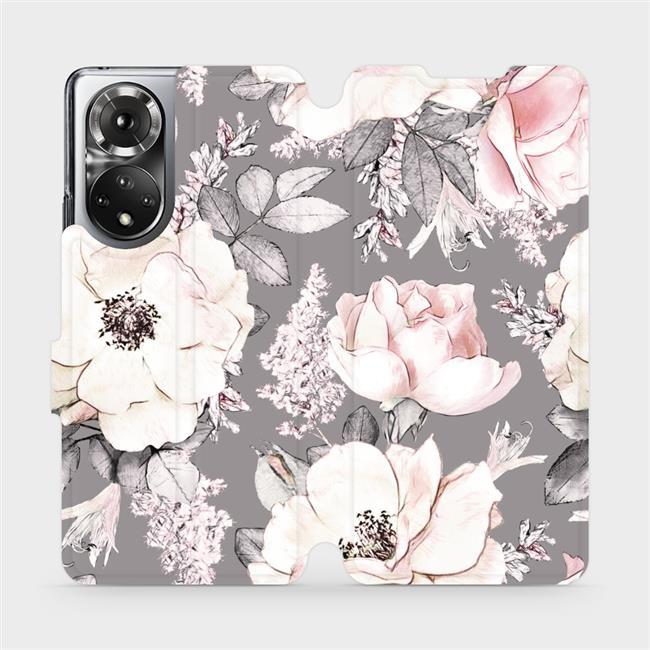 Flipové pouzdro Mobiwear - Honor 50 - MX06S Květy na šedém pozadí