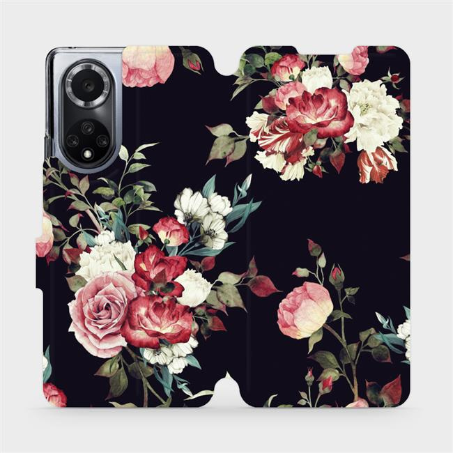 Flipové pouzdro Mobiwear - Huawei Nova 9 - VD11P Růže na černé