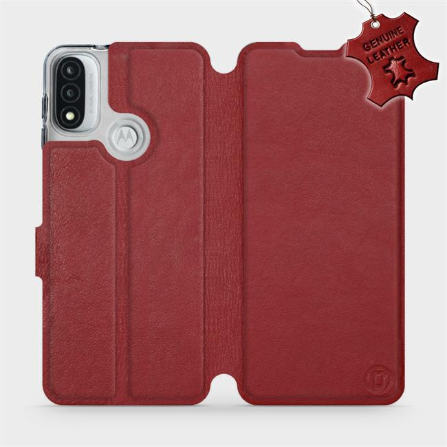 Kožené flip pouzdro Mobiwear - Motorola Moto E20 - Tmavě červené