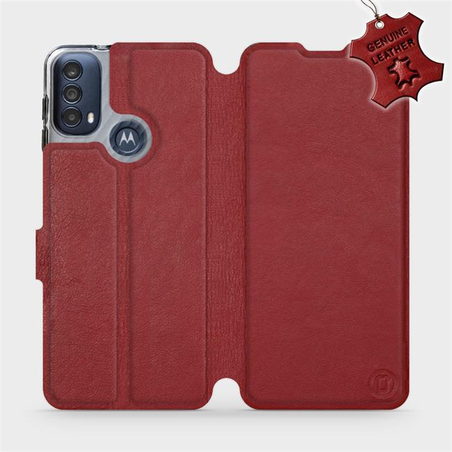 Kožené flip pouzdro Mobiwear - Motorola Moto E40 - Tmavě červené