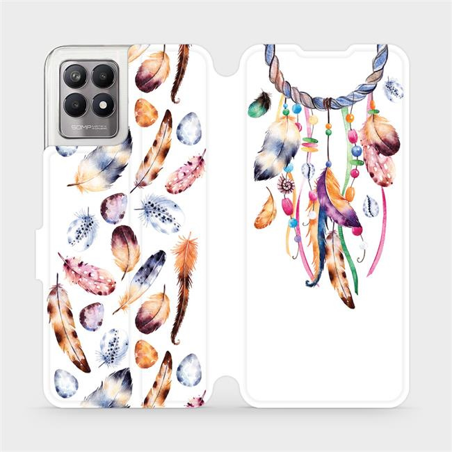 Flipové pouzdro Mobiwear - Realme 8i - M003S Lapač a barevná pírka