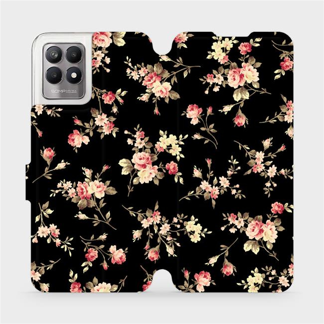 Flipové pouzdro Mobiwear - Realme 8i - VD02S Květy na černé