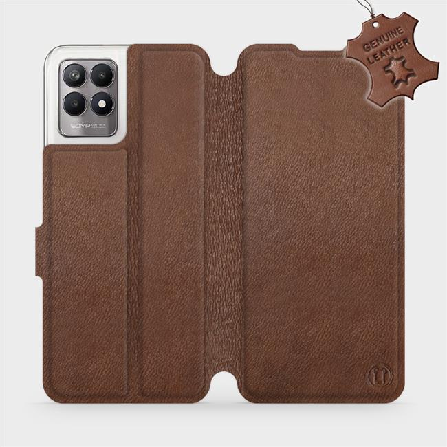 Kožené flip pouzdro Mobiwear - Realme 8i - Hnědé