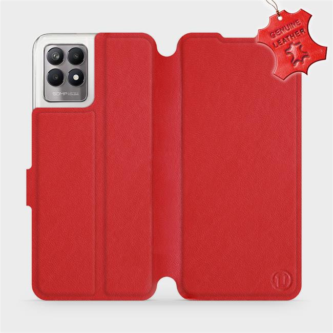 Kožené flip pouzdro Mobiwear - Realme 8i - Červené