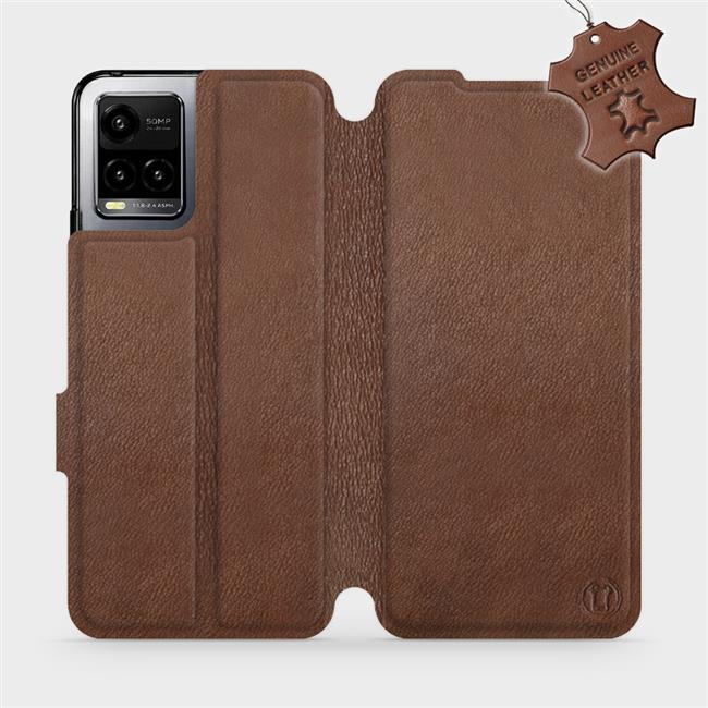 Kožené flip pouzdro Mobiwear - Vivo Y33s - Hnědé