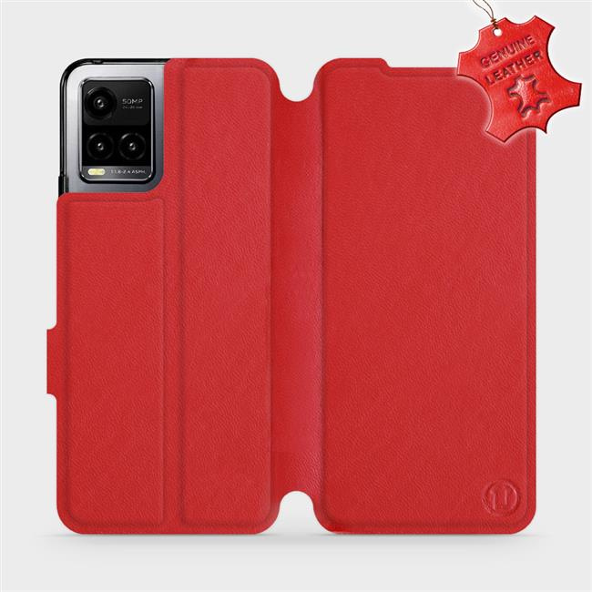Kožené flip pouzdro Mobiwear - Vivo Y33s - Červené
