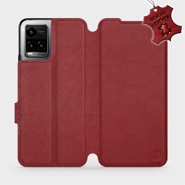 Kožené flip pouzdro Mobiwear - Vivo Y33s - Tmavě červené