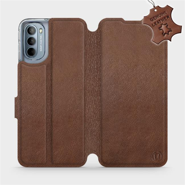 Kožené flip pouzdro Mobiwear - Motorola Moto G31 - Hnědé